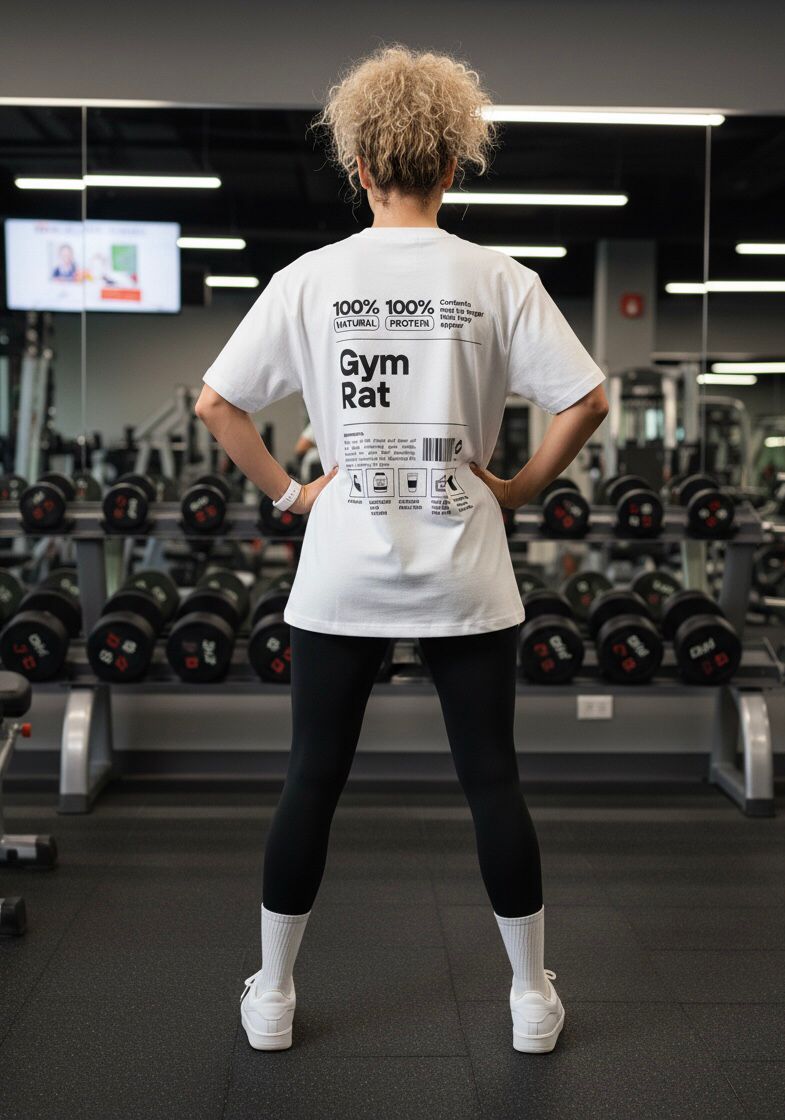 PREMIUM OVERSIZED GYM TSHIRT WHITE-GYM RAT-
