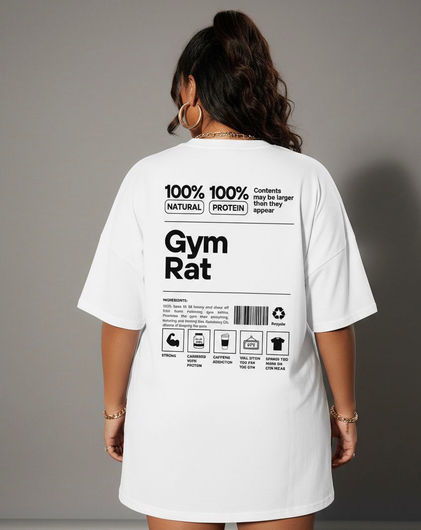 PREMIUM OVERSIZED GYM TSHIRT WHITE-GYM RAT-