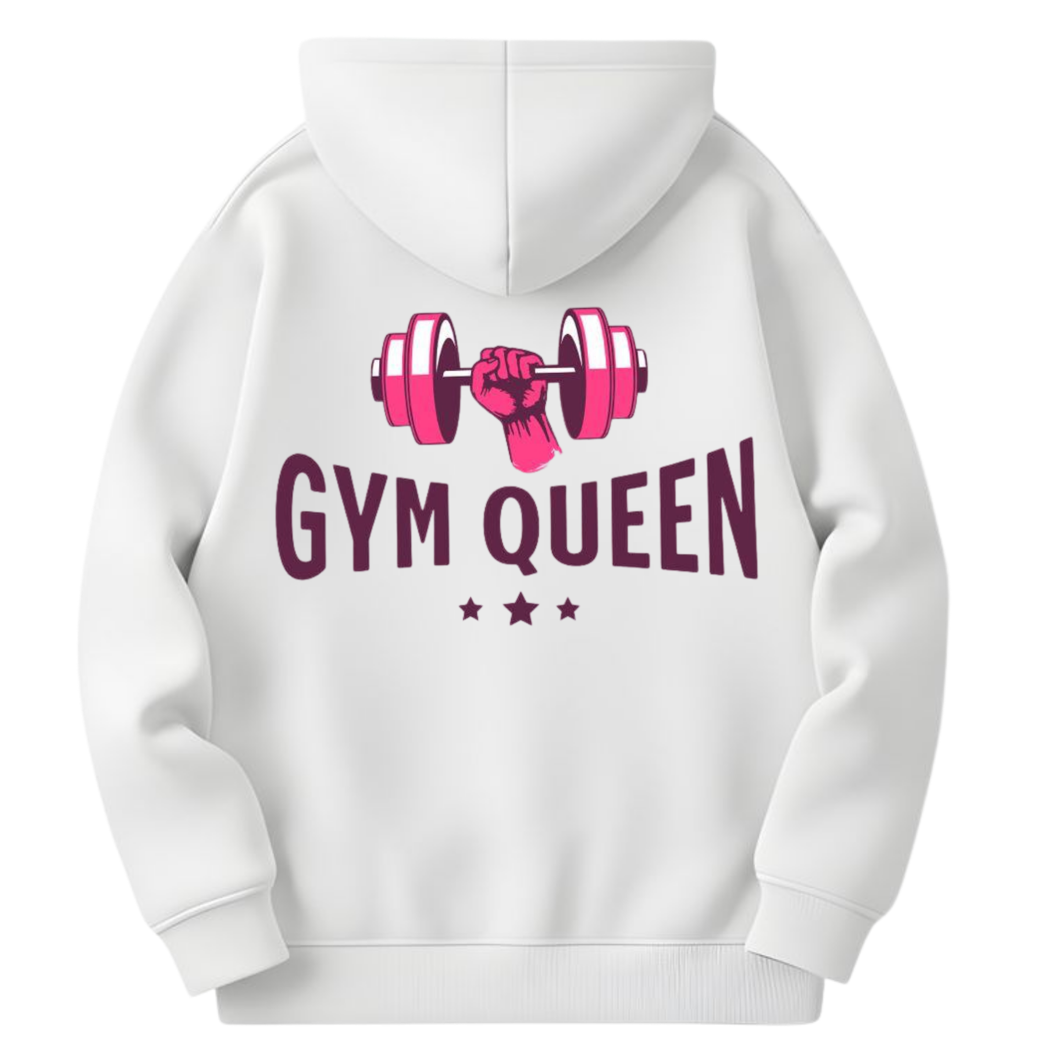 PREMIUM OVERSIZED GYM HOODIE -GYM QUEEN- WHITE