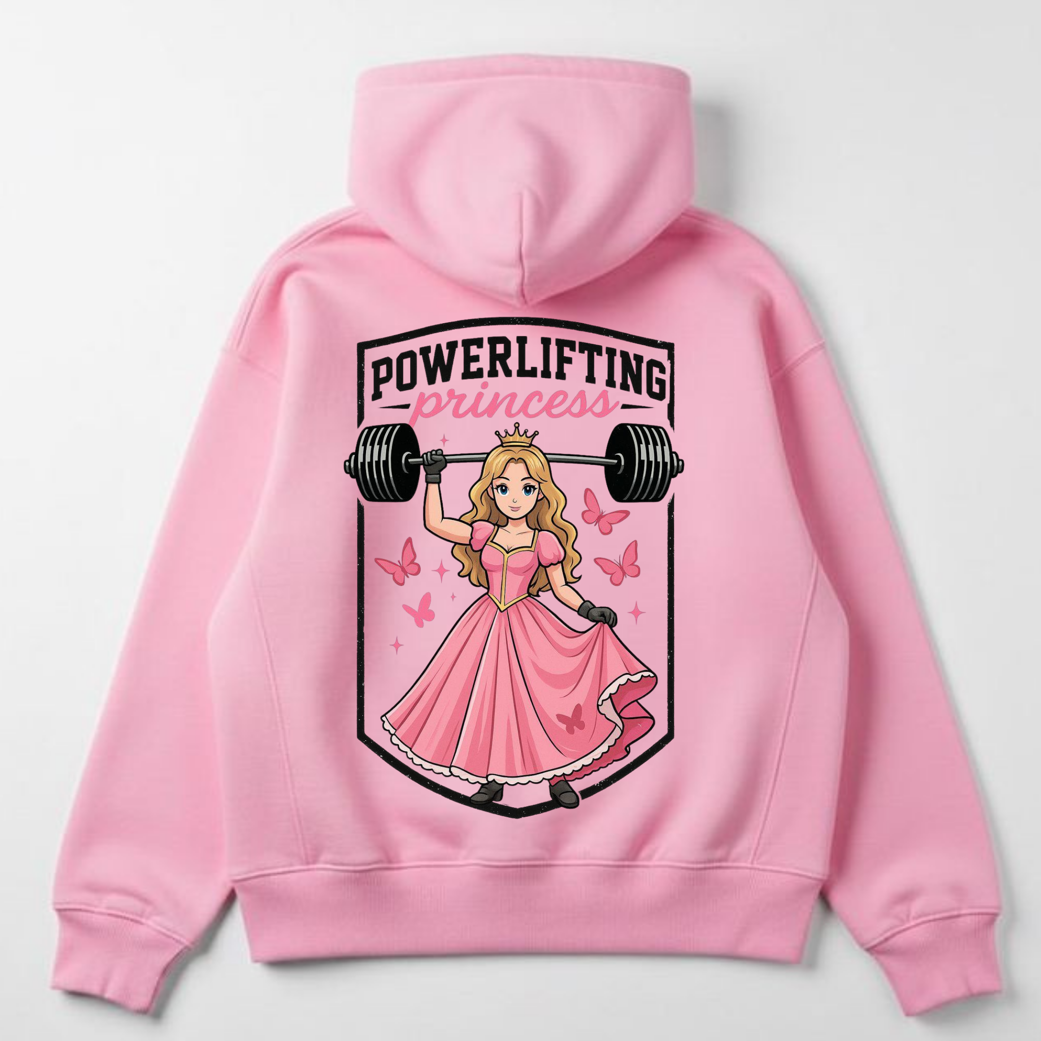 PREMIUM OVERSIZED GYM HOODIE -POWERLIFTING PRINCESS- WHITE