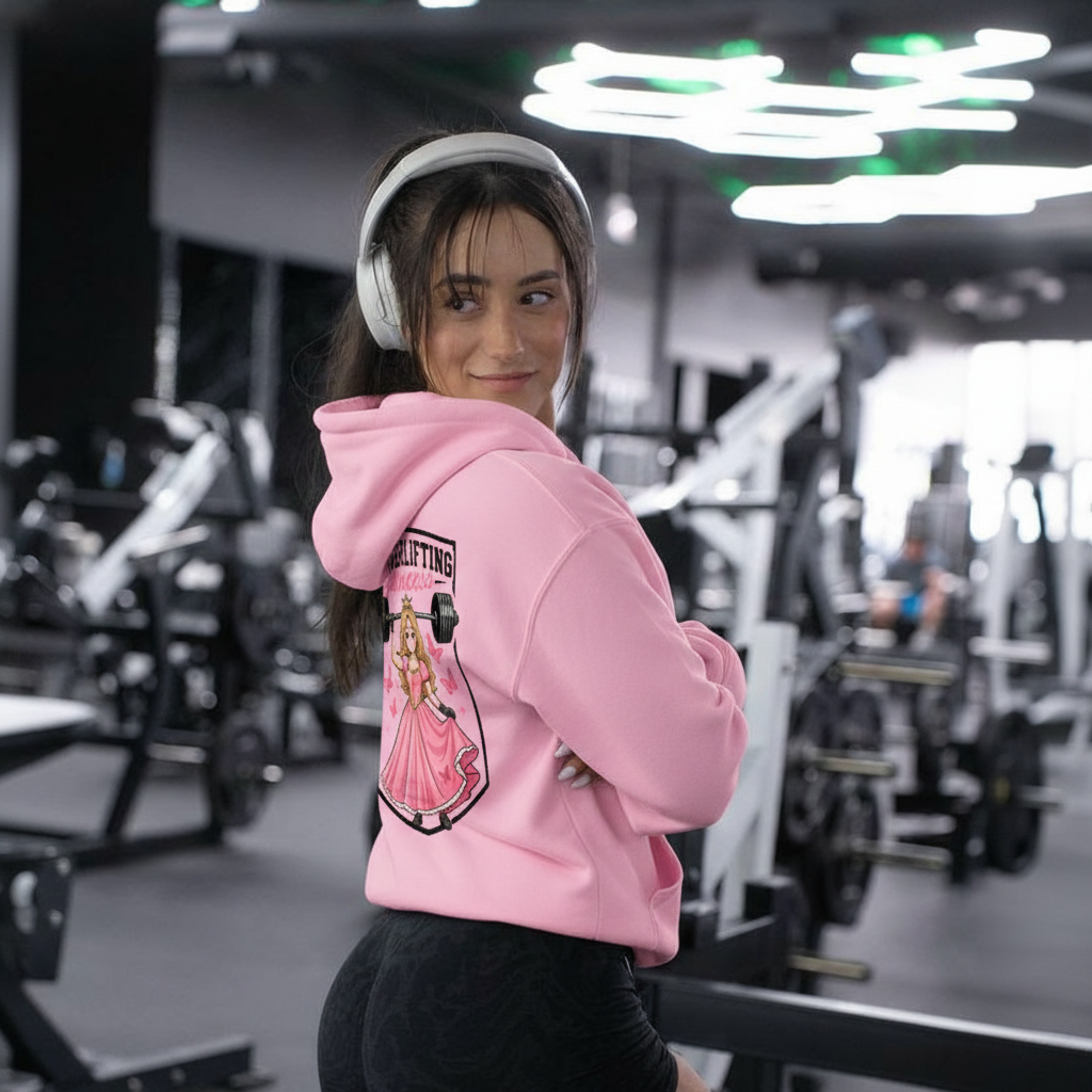 PREMIUM OVERSIZED GYM HOODIE -POWERLIFTING PRINCESS- WHITE
