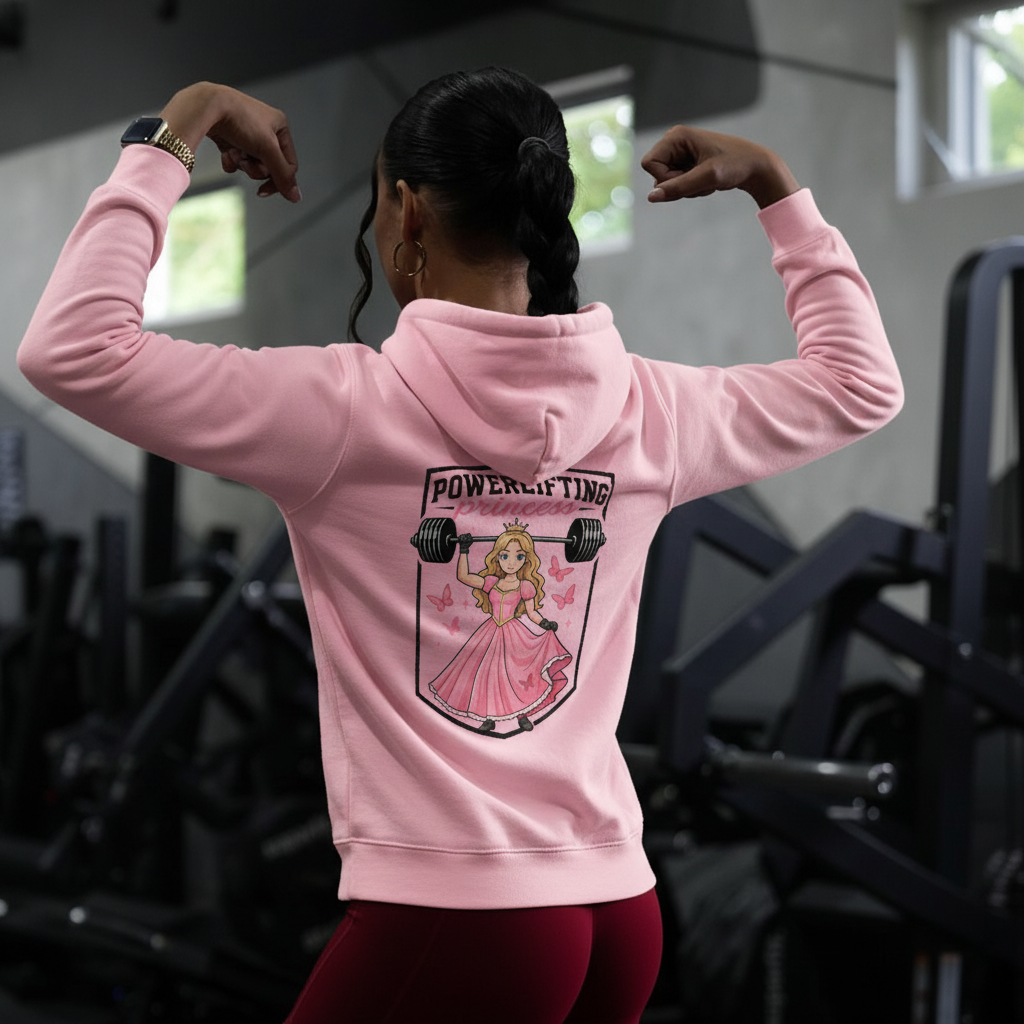 PREMIUM OVERSIZED GYM HOODIE -POWERLIFTING PRINCESS- WHITE
