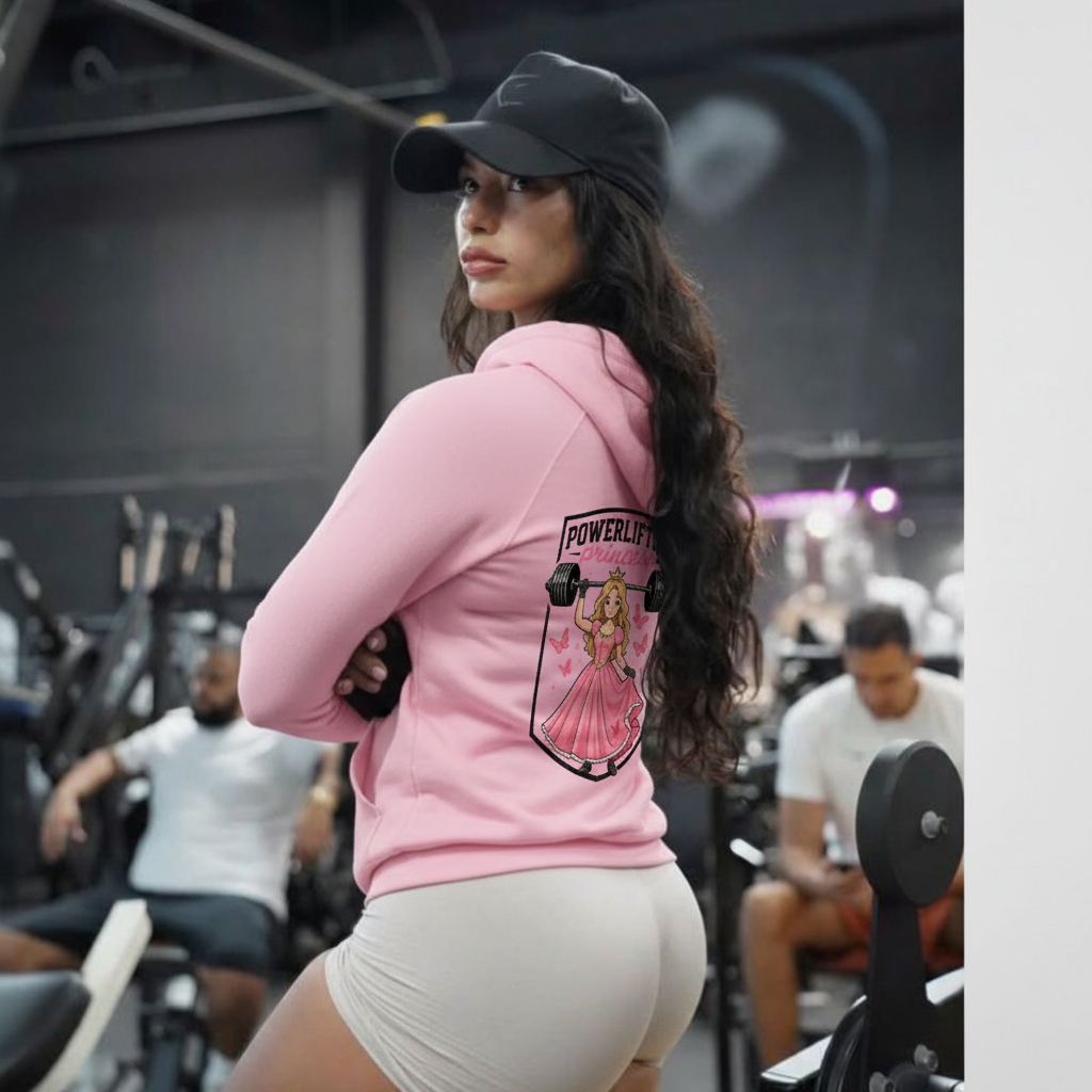 PREMIUM OVERSIZED GYM HOODIE -POWERLIFTING PRINCESS- WHITE