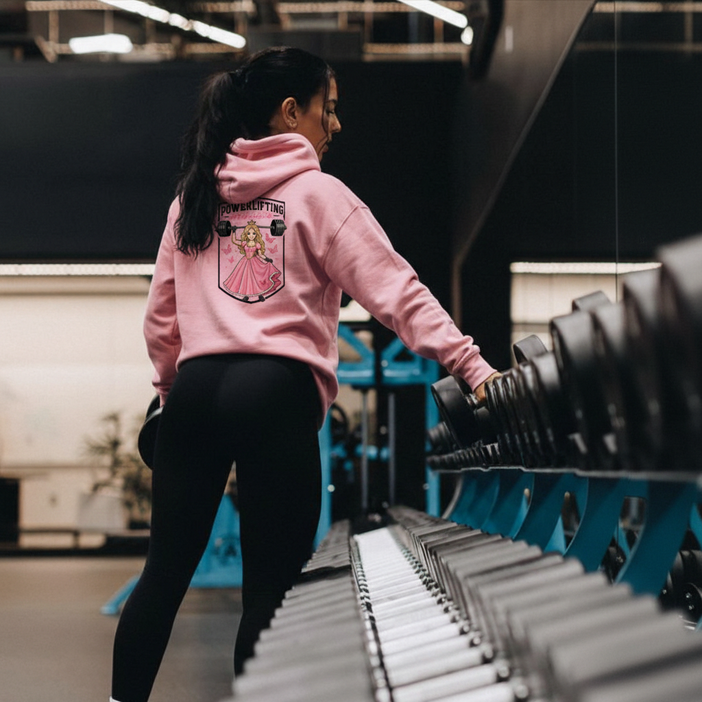 PREMIUM OVERSIZED GYM HOODIE -POWERLIFTING PRINCESS- WHITE