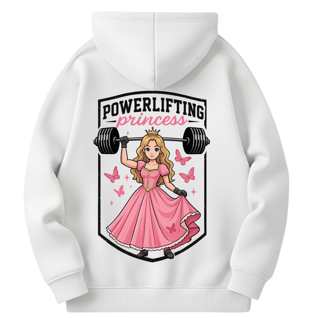 PREMIUM OVERSIZED GYM HOODIE -POWERLIFTING PRINCESS- WHITE