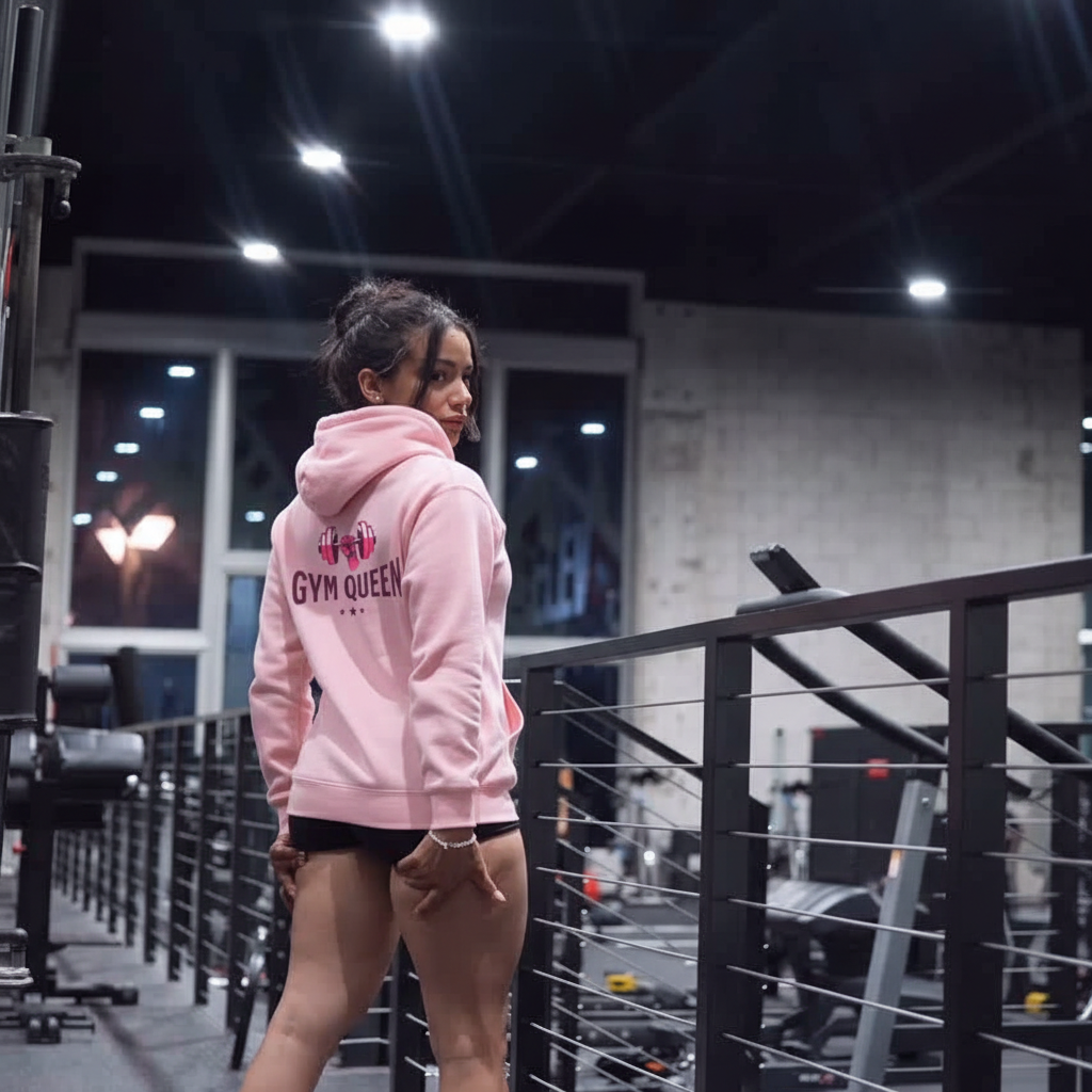 PREMIUM OVERSIZED GYM HOODIE -GYM QUEEN- PINK
