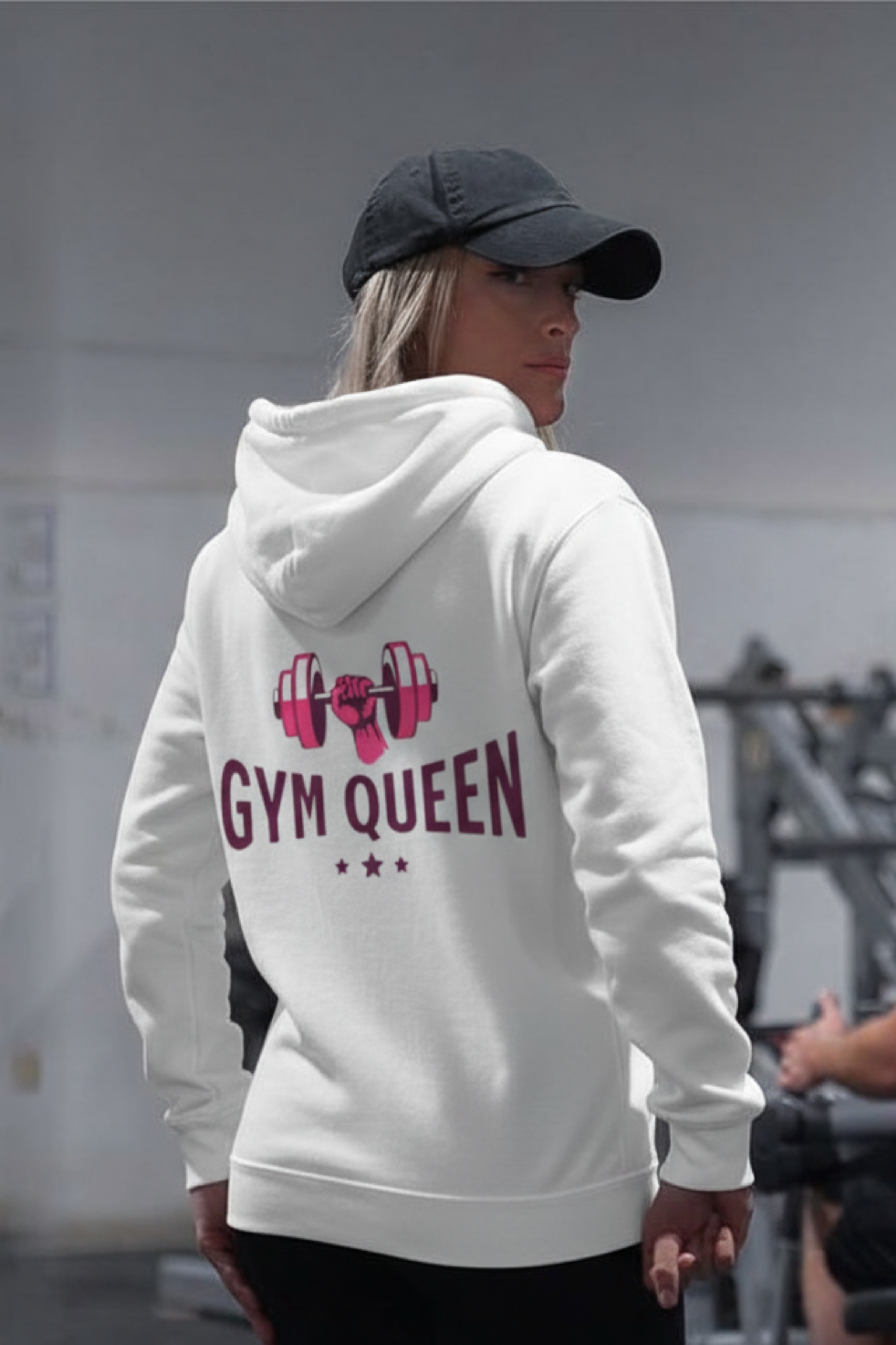 PREMIUM OVERSIZED GYM HOODIE -GYM QUEEN- WHITE