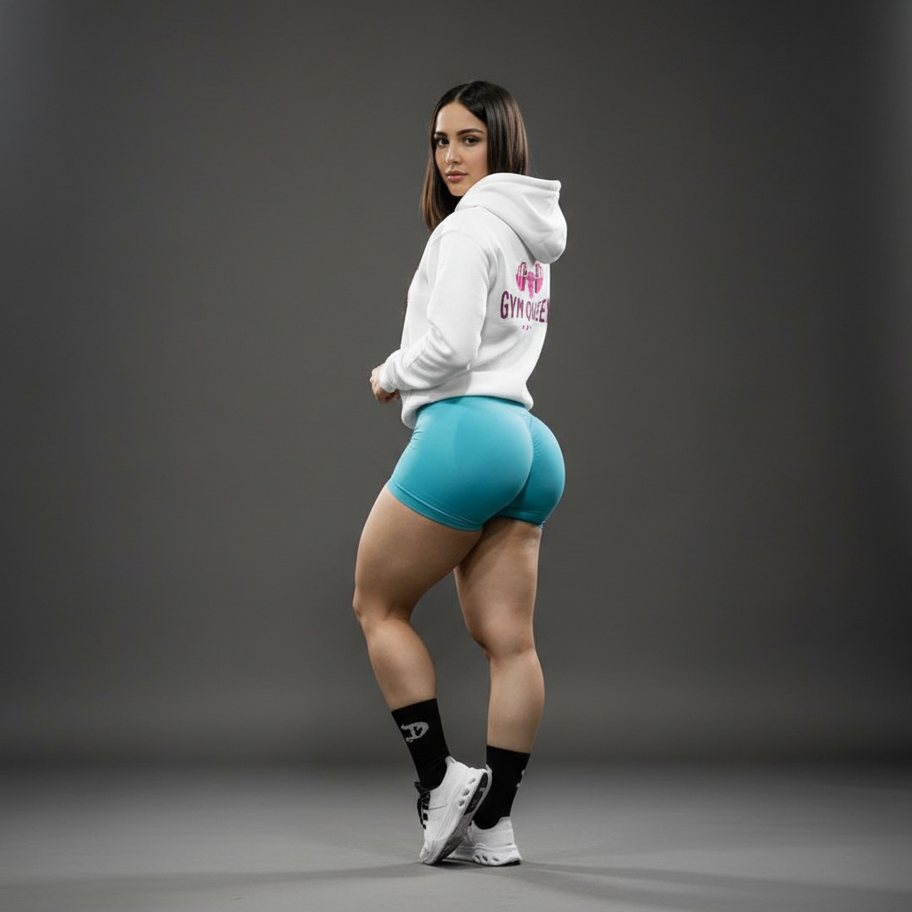 PREMIUM  HOODIE -GYM QUEEN- White
