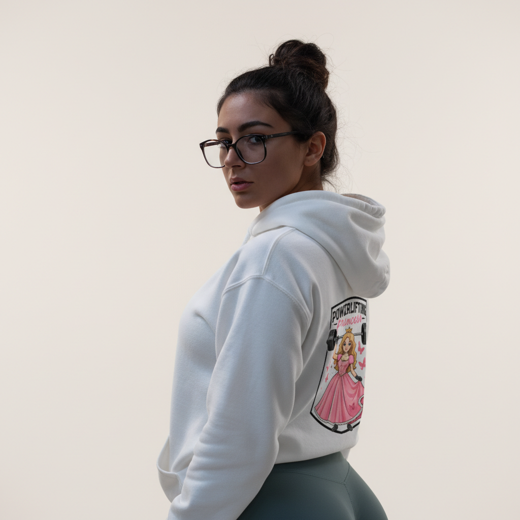 PREMIUM HOODIE -POWERLIFTING PRINCESS- White