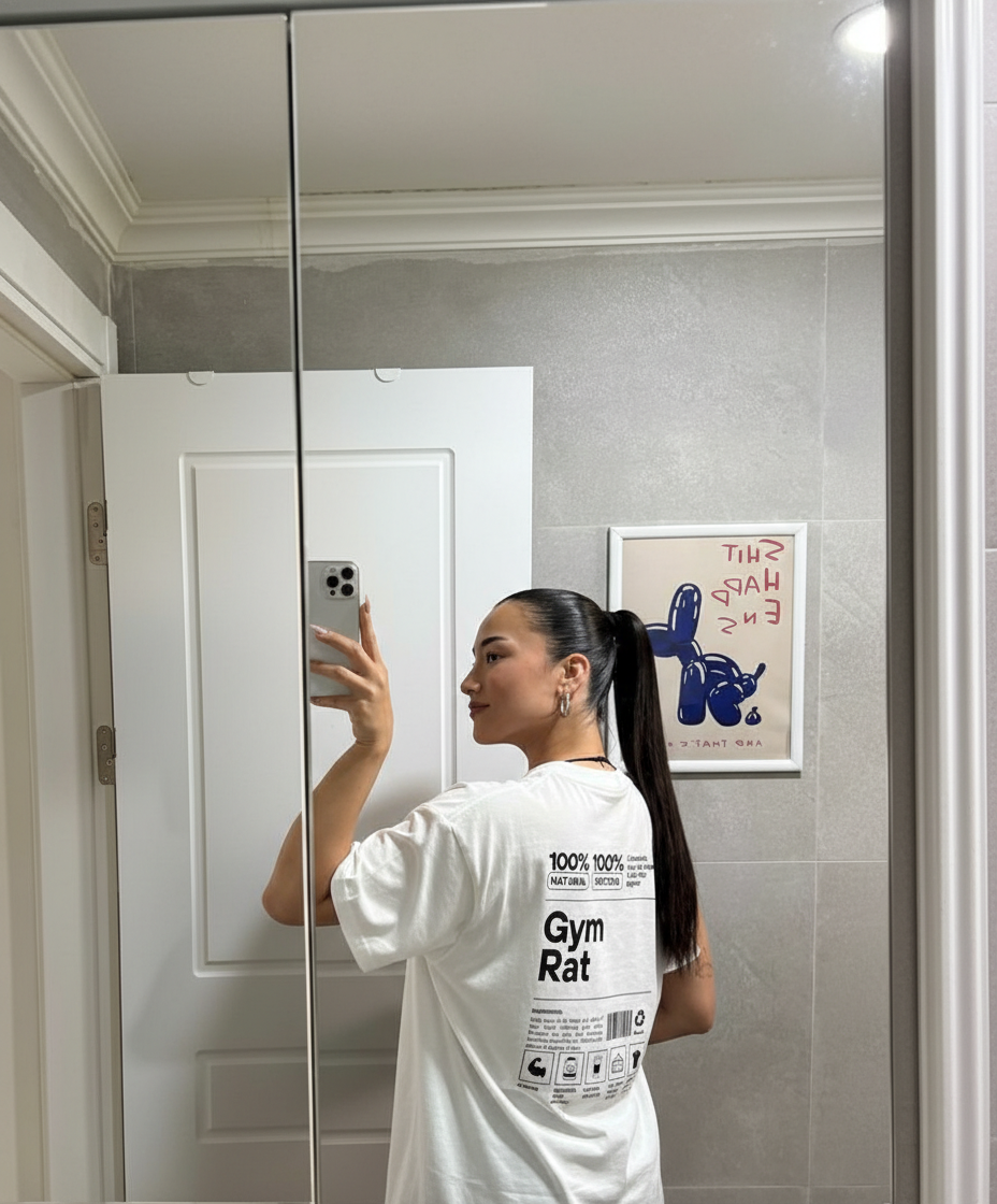 PREMIUM OVERSIZED GYM TSHIRT WHITE-GYM RAT-