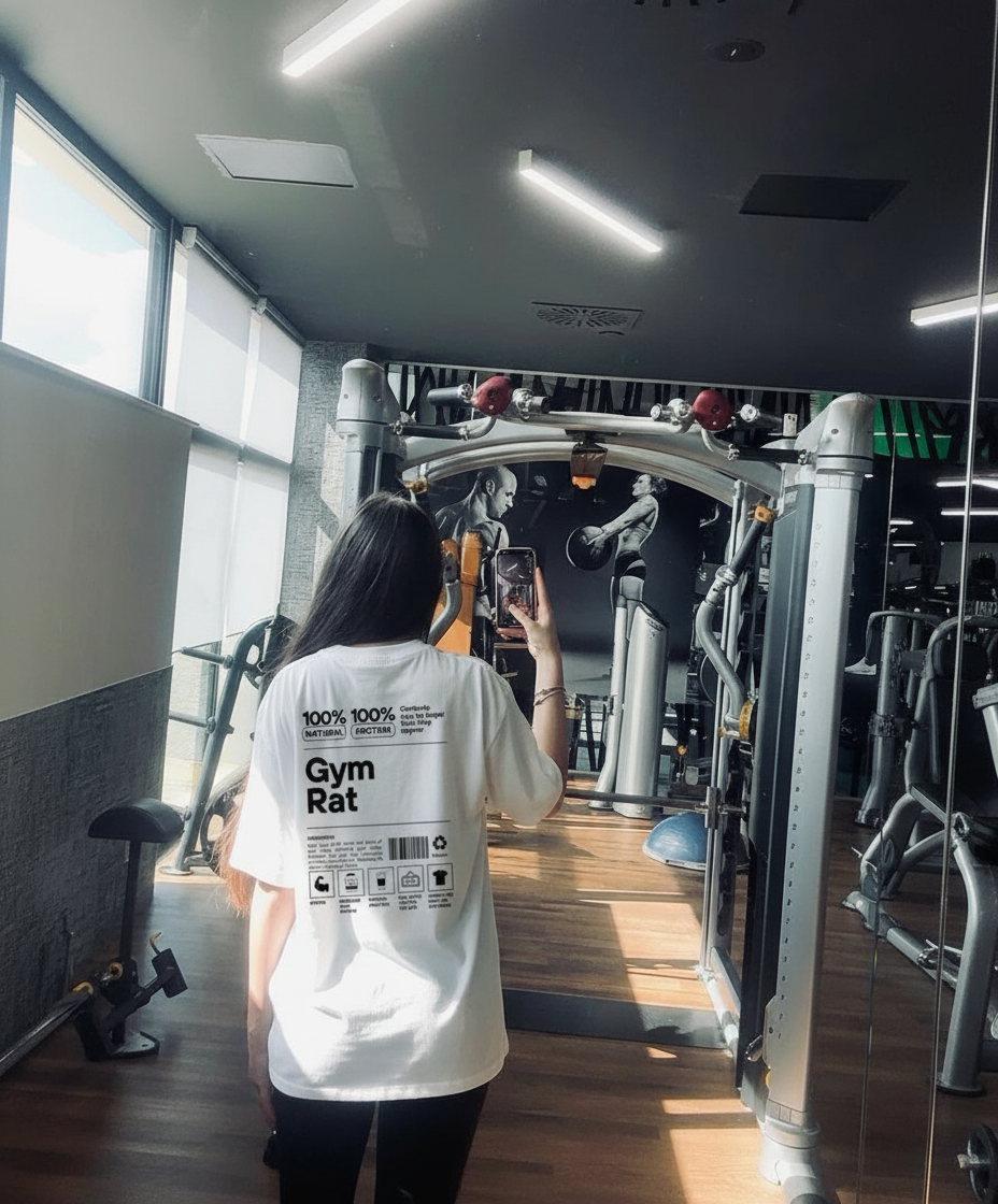 PREMIUM OVERSIZED GYM TSHIRT WHITE-GYM RAT-