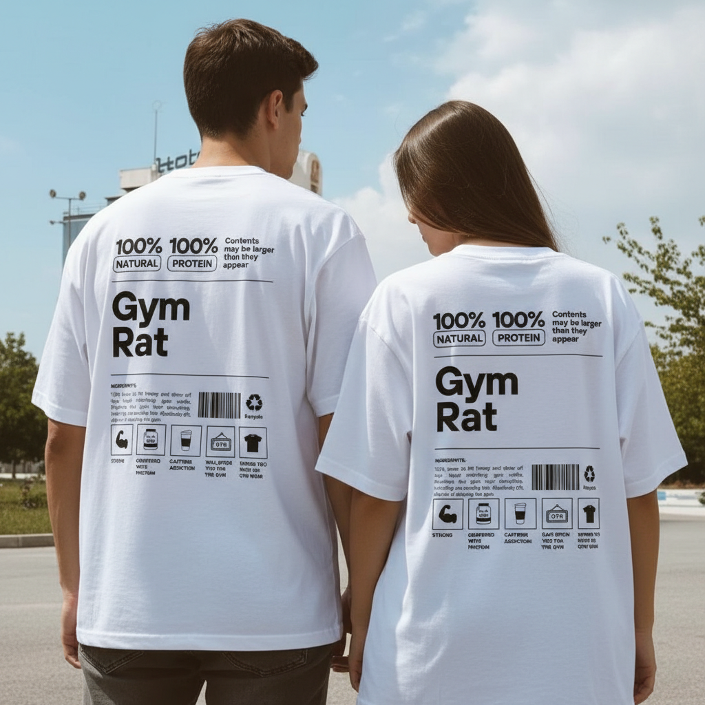PREMIUM OVERSIZED GYM TSHIRT WHITE-GYM RAT-