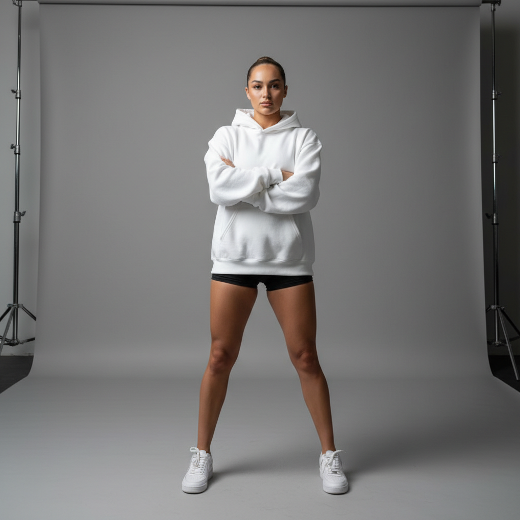 PREMIUM  HOODIE -GYM QUEEN- White