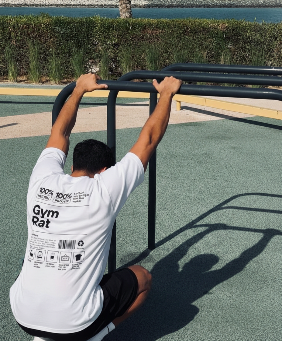 PREMIUM OVERSIZED GYM TSHIRT WHITE-GYM RAT-